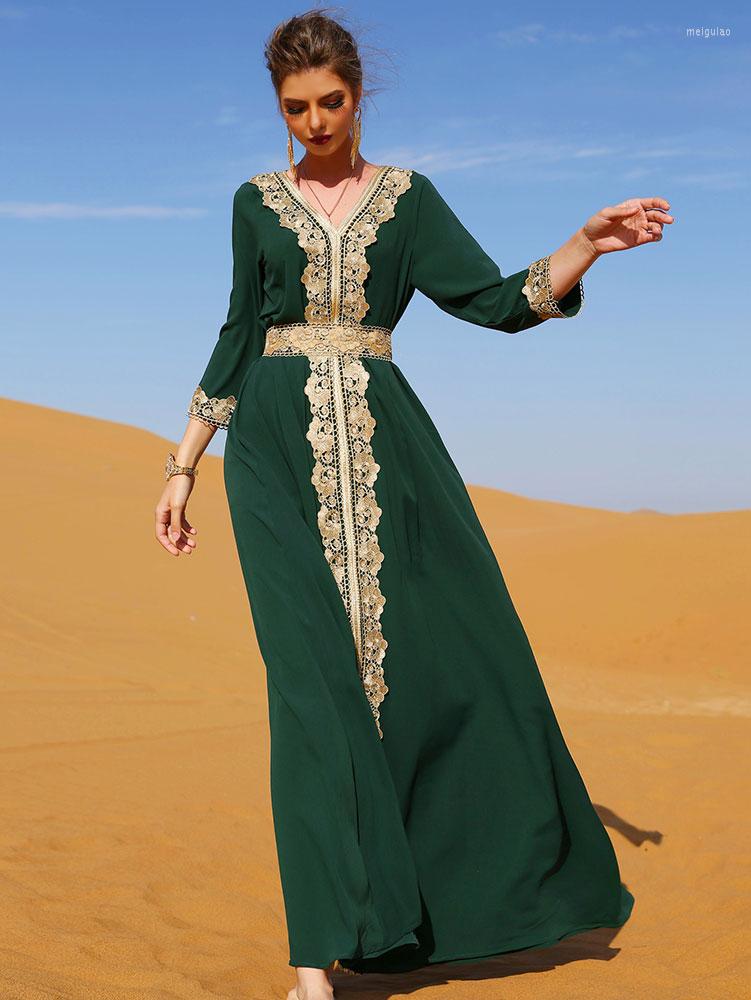 

Ethnic Clothing Kaftan With Embroidery Women Vintage Arabic Abaya Jalabiya Moroccan Caftan Belted Muslim Dubai Saudi Long Dress Party