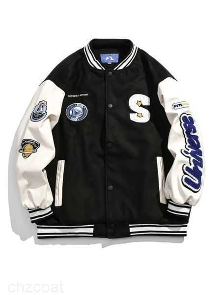 

Men's Jackets Gmiixder Men Hip Hop Flocking Baseball Jacket Women Trend Klein Blue Bomber Jacket Unisex Oversize All-match Casual Varsity Coat 220908 J43K, Black