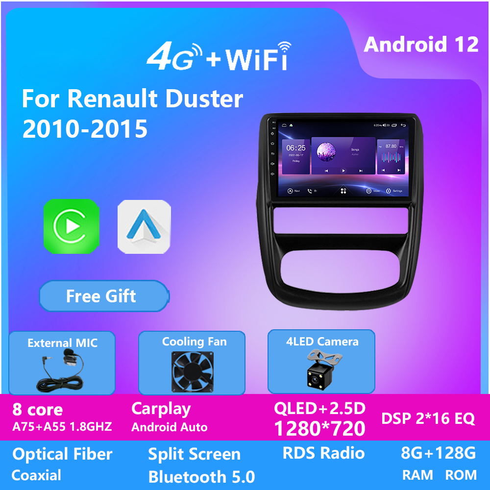 

Touch Screen Video Multimedia 2 Din 10 Inch Audio Stereo Android 12 Car Radio for Renault Duster 2010-2015