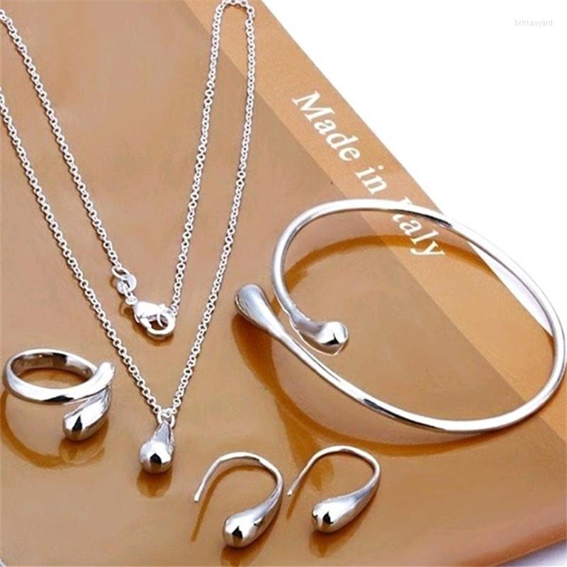 

Necklace Earrings Set Jewelry Engagement Bridal Choker Earring Ring Bracelet For Women Party Fashion Gift Jz370, Picture shown