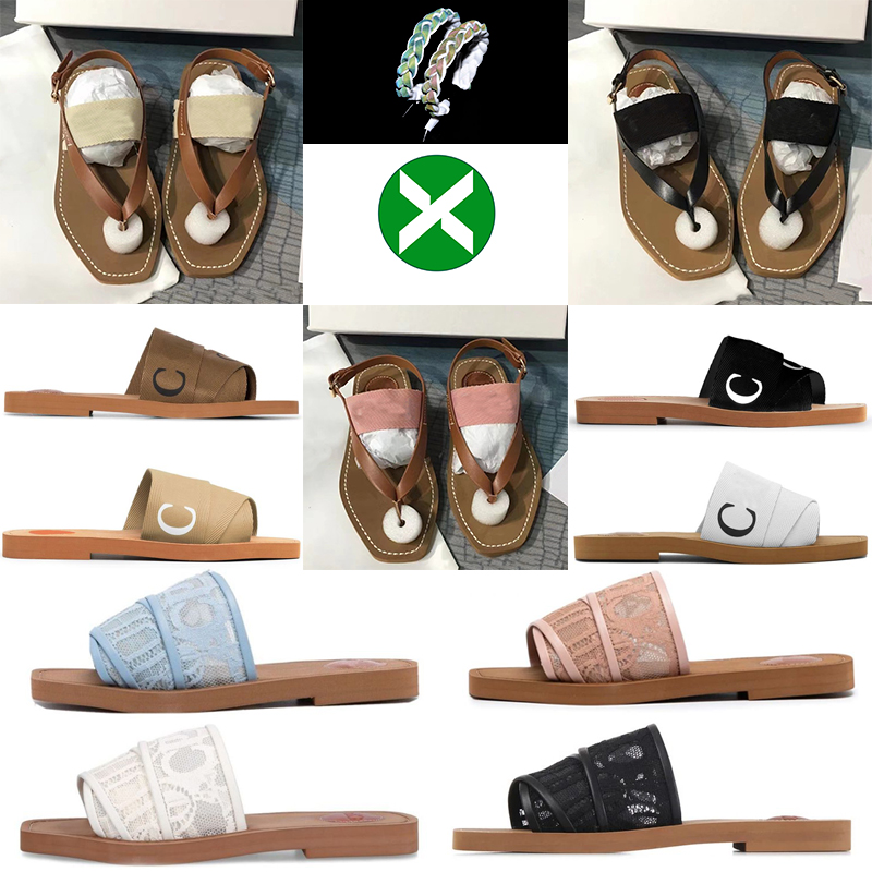 

wood Slipper Women Woody Mules Flat Summer sucffs Beach Slides White Black Canvas Square Toe Lace Embroidery Snake womens Outdoor Sandals size 35-42, Orange