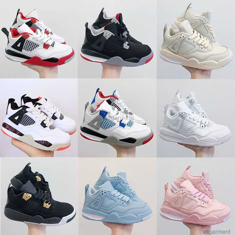 

Jumpman 4 Kids Basketball Shoes Retro Black Cat Toddler TD 4s Pink Red Chicago Boys Girls Outdoor Baby Sports Sneakers Sizes 26-35, With original box