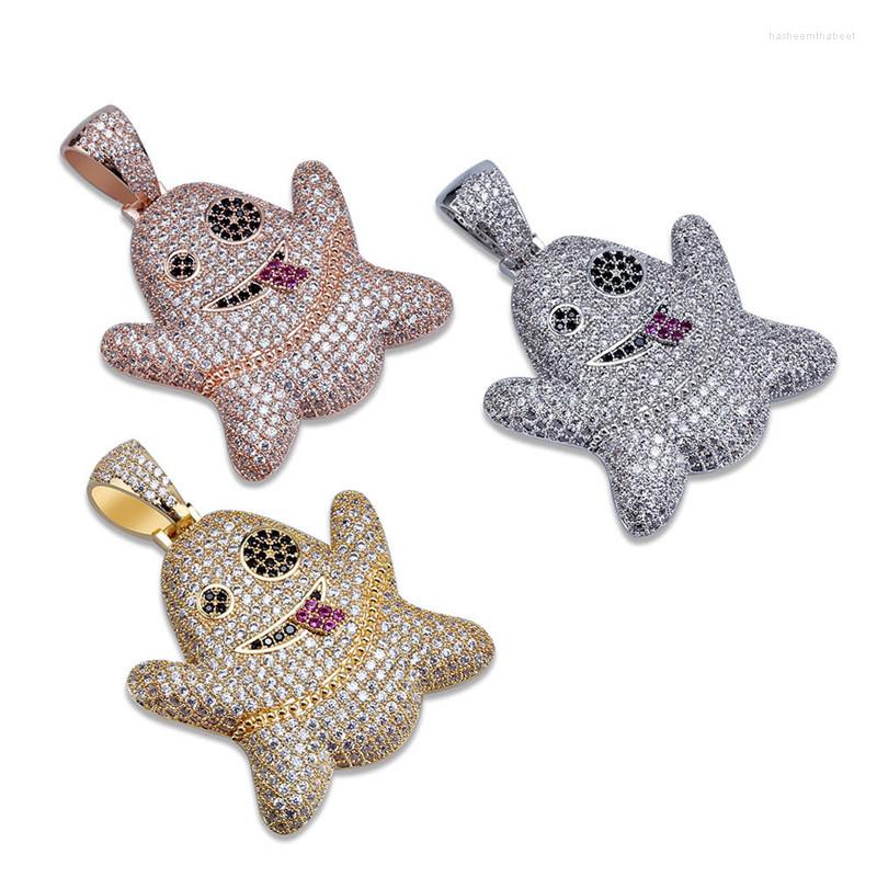 

Pendant Necklaces OMYFUN Funny Face Necklace Rapper Hip-Hop Bling CZ Iced-Out Jewelry Gold Color Rope China Necklace&Pendant