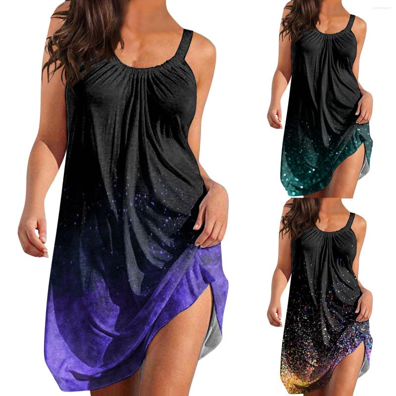 

Casual Dresses Women's Beach Dress Cover Up Vacation Summer Backless Sleeveless Printed Sun High Waist Boho Sexy, Black