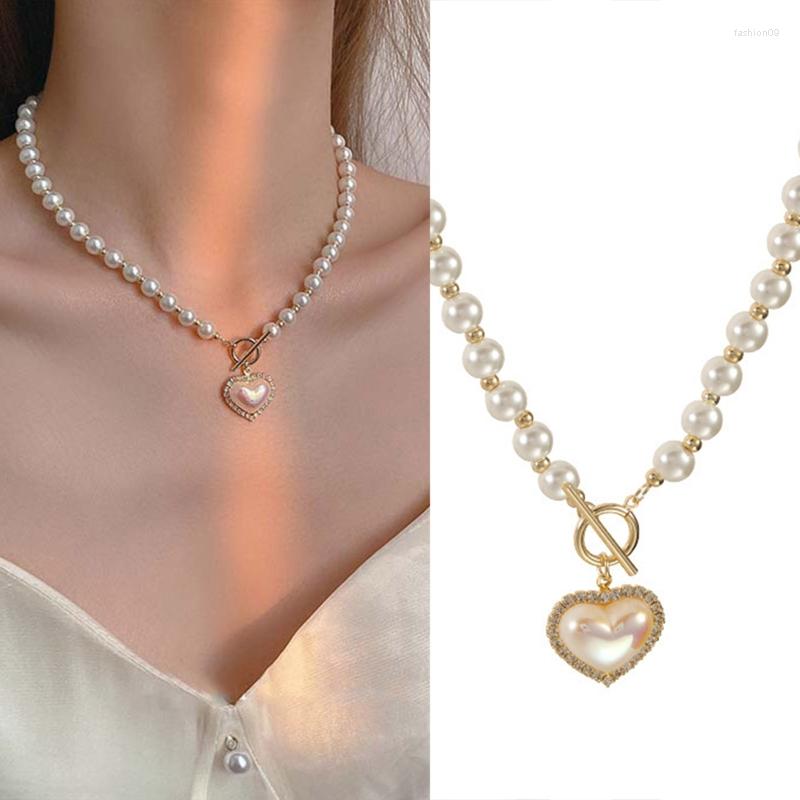 

Chains Japan And South Korea Ins Super Fairy Temperament Imitation Pearl Love Necklace Cold Wind Sweet Collarbone Chain