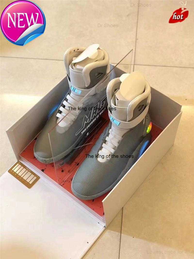 

Air Mag Back To The Future Glow In Dark Gray Basketball Shoes Marty McFly's LED Shoes Lighting Mags Black, Us8.5c=eur25