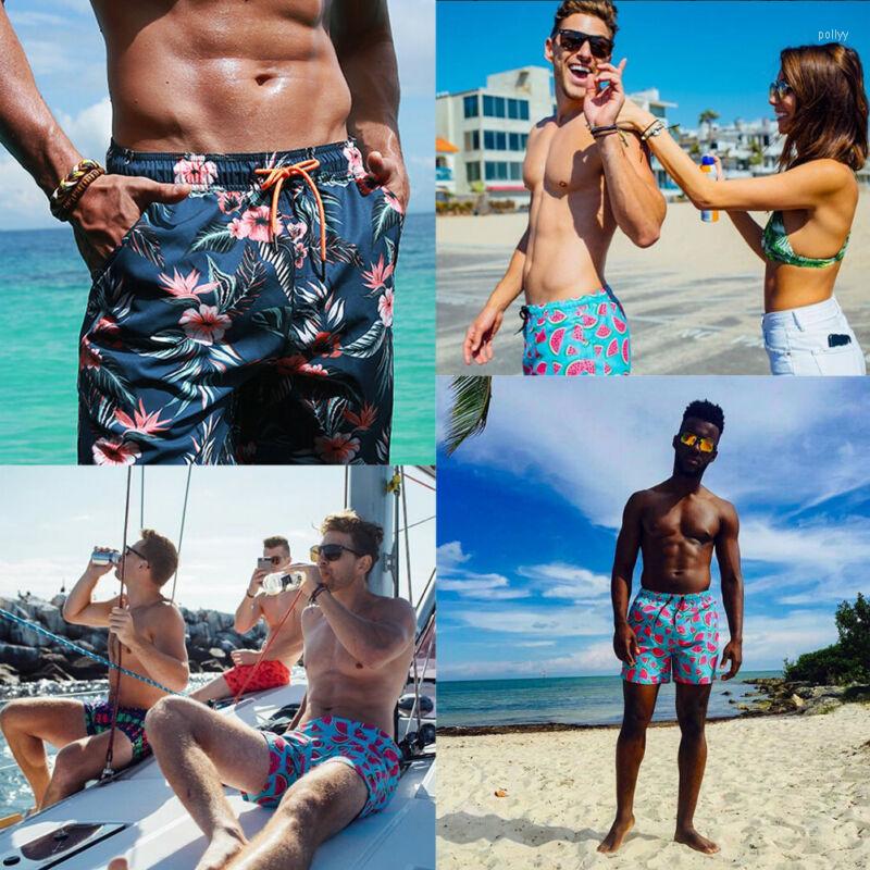 

Men's Shorts Men Boardshorts Surf Beach Quick-drying Pants SwimWear Sports Trunks Thin Floral Hawaii Style, Watermelon