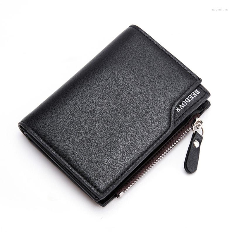 

Wallets Men Fashion Zipper Wallet Small Short Holder Multi Clip Male Vintage Mini Snap Purse With Coin Money Pocket, Black