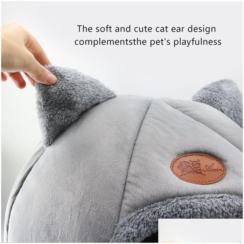 Cat Beds & Furniture Cat Beds Furniture Super Soft Dog Round Deep Sleep Comfort In Winter Warm Slee Tent Cozy Cave Mat Portable Indoor Otxdy