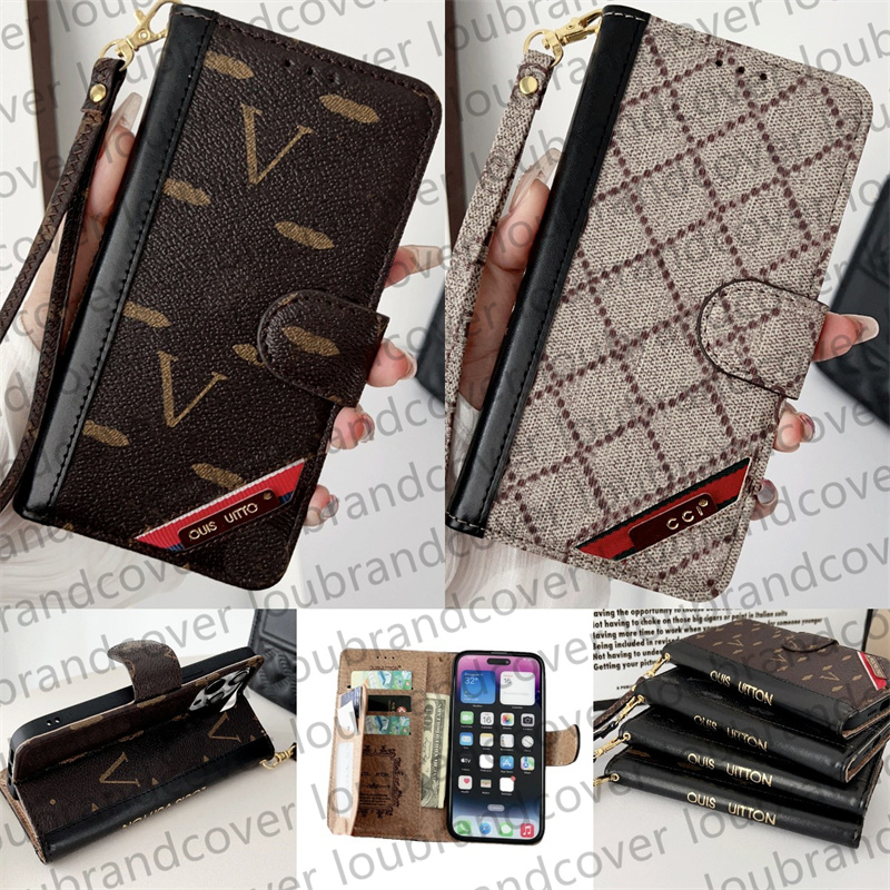 

Case Designer Phone Case for iPhone 14 Pro Max 13 13Plus 14Pro 13Pro 12 Back Shell Leather Original Monogram Flip Wallet Mobile Cover With Multi Layer Card Holder, Gift box