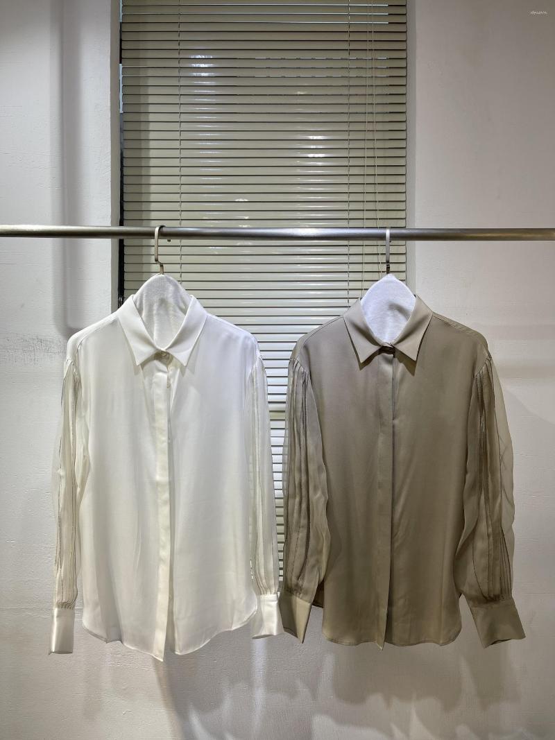 

Women' Blouses Silk Shirt With Chain Sleeves, White
