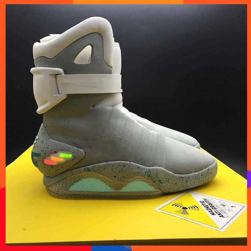 

HOT 2023 TOP Back To The Future Basketball Shoes Marty Mcfly Grey TOP Led Lights 'S Glow With Yellow Box Authentic Air Mag Back To The, Men us8=uk7=eur41