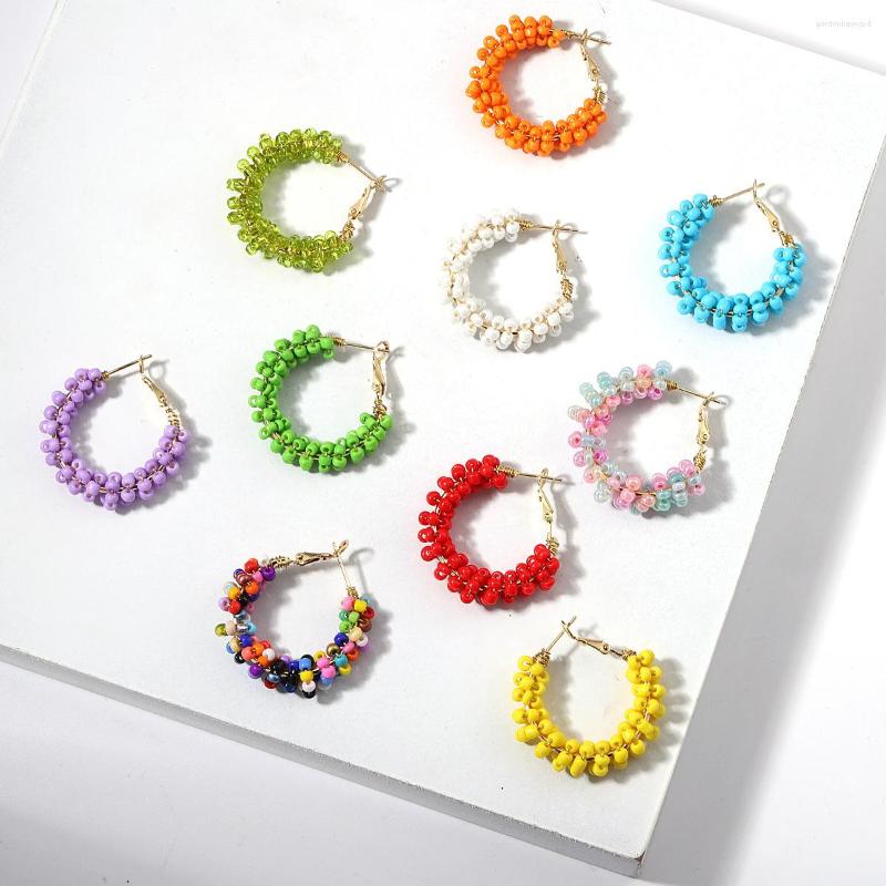 

Dangle Earrings Boho Beaded Hoops Colorful For Woman Round Rings Seed Bead Earring Circle Beads Jewelry Summer Oorbellen 2023 Trend