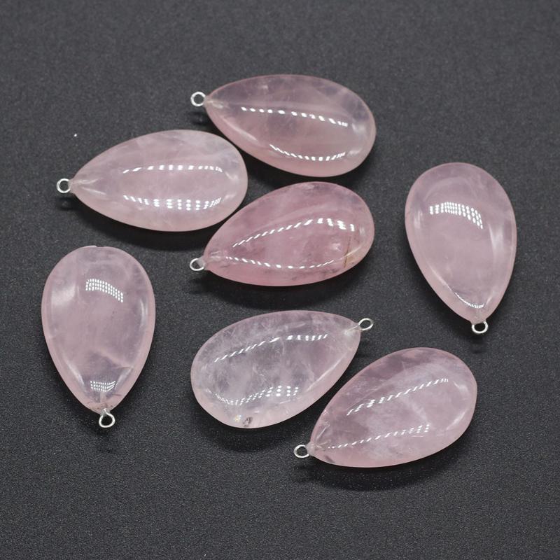 

Charms Drop Shaped Natural Rose Crystal Pendant Pink Quartz For Jewelry Making DIY Necklace Accessories Size 22x38mm WholesaleCharms