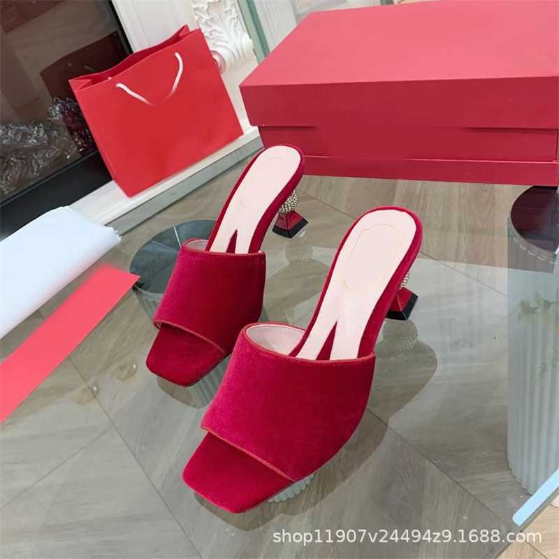 

2023 Spring/Summer New Fashion Mid Heel Shoes Lacquer Leather Fine Bridesmaid Wedding Square Toe Shallow Mouth Comfortable Slippers, Black suede