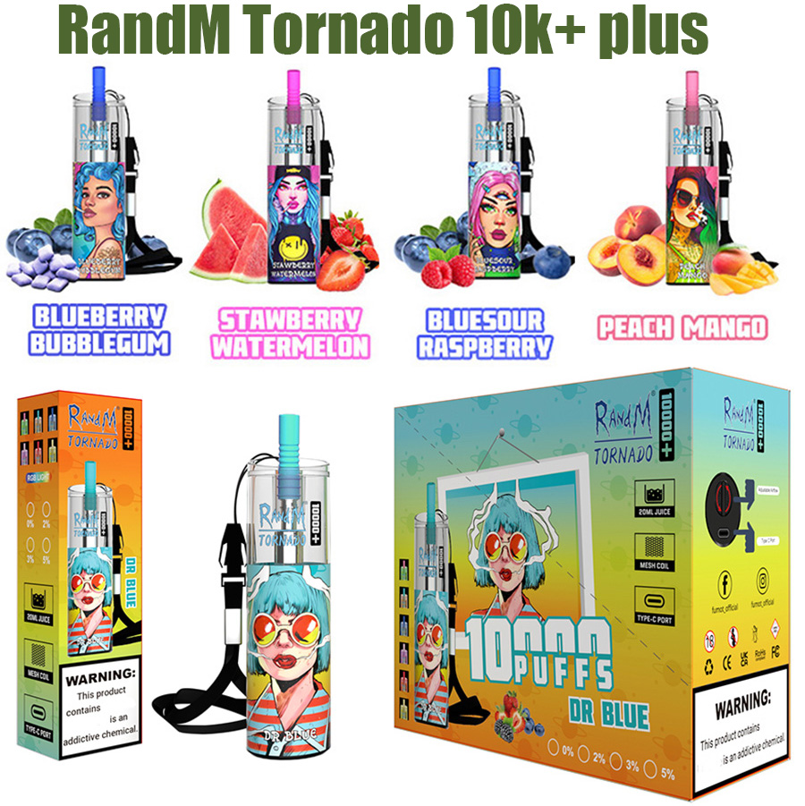 

RandM Tornado 10K Plus Disposable E-Cigarettes 0% 3% 5% 10000 Plus Big Vapor 850mah Rechargeable Battery Mesh Coil 14 Flavors Authentic 100%
