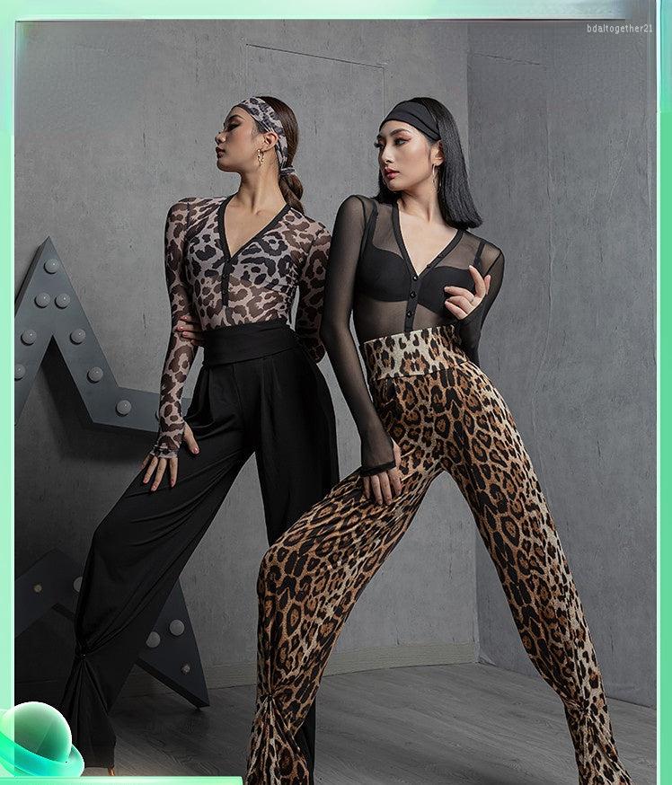 

Stage Wear Women Black Leopard Print Latin Dance Pants Dancing Panty Practise Clothes Suits Samba Tango Chacha Performamnce