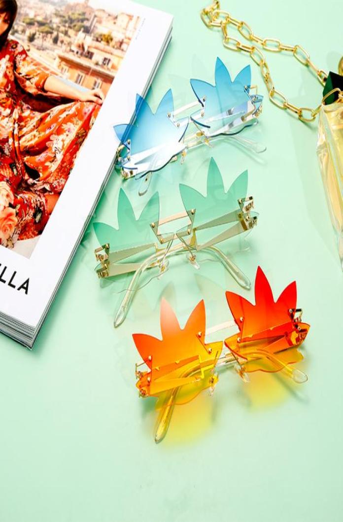 

2020 Newest Maple Leaf Fashion Sunglasses For Women Stylish Designer Ladies Sun Glasses Rimless Party Shades UV400 Eyewear6644804