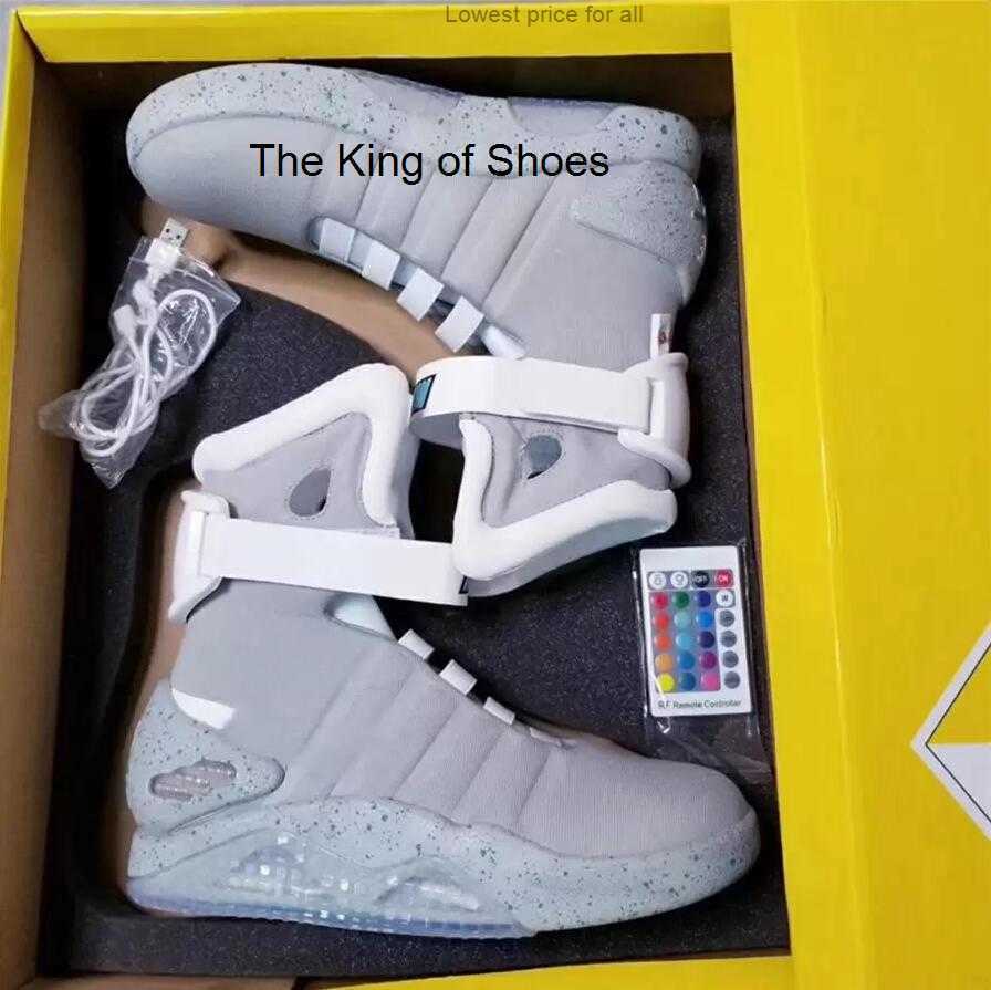 

Authentic Mag Back To The Future Marty McFly's LED Boots Glow In The Dark Lighting Grey Martys McFlys Mags Sneakers Size 7-12, Men us9.5=uk8.5=eur43