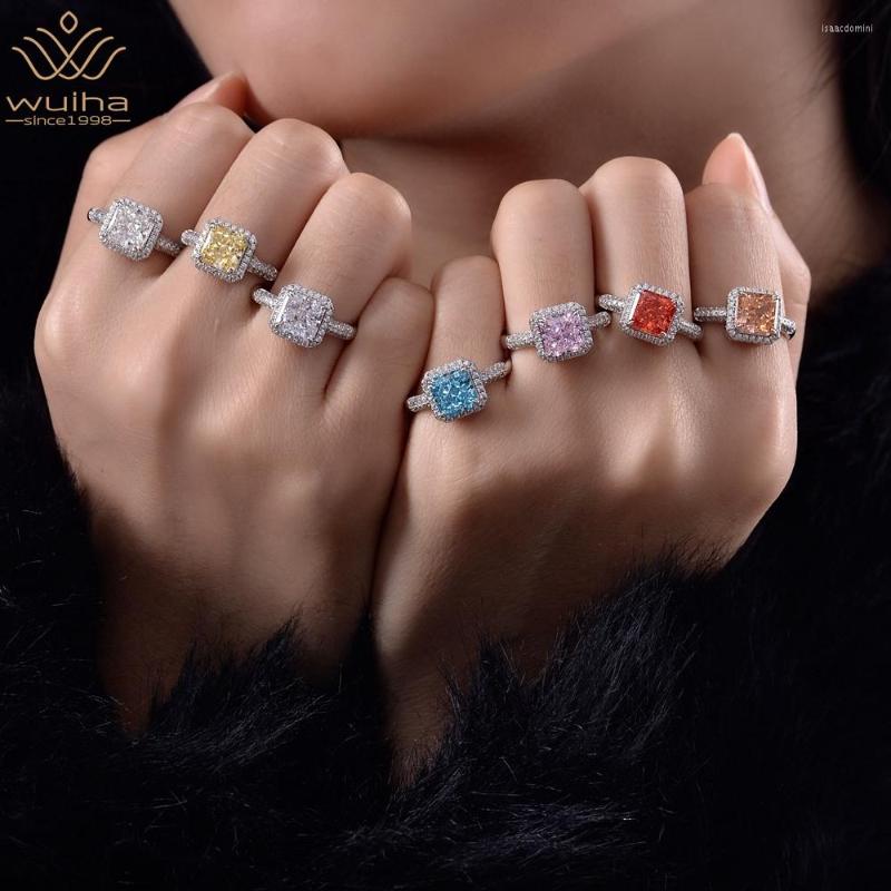 

Cluster Rings WUIHA 925 Sterling Silver 3EX 7 7MM VVS Fancy Colorful Gemstone Sapphire Created Moissanite For Women Gifts Drop