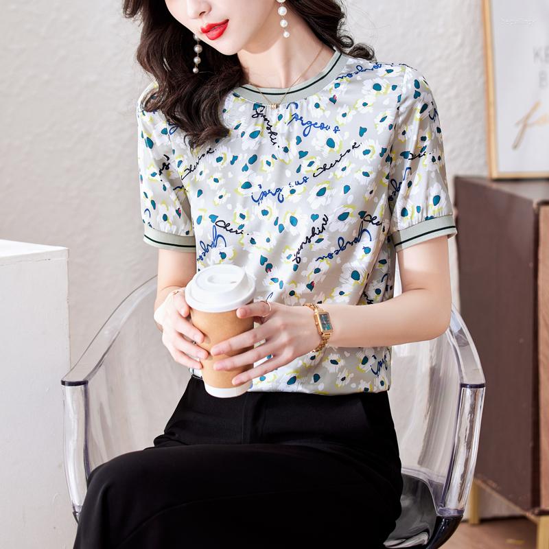 

Women's Blouses Digital Printing Loose Round Neck Korean Fashion T-shirt Top