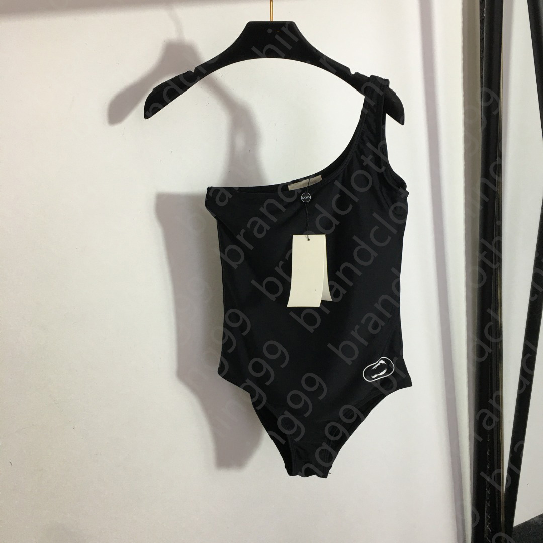 

Women' Swimwear Bathing Suits Woman Classic Letter Printing One Shoulder Bikini Beach Ladies Designer Swim Suit Fashion Swimwear, Black