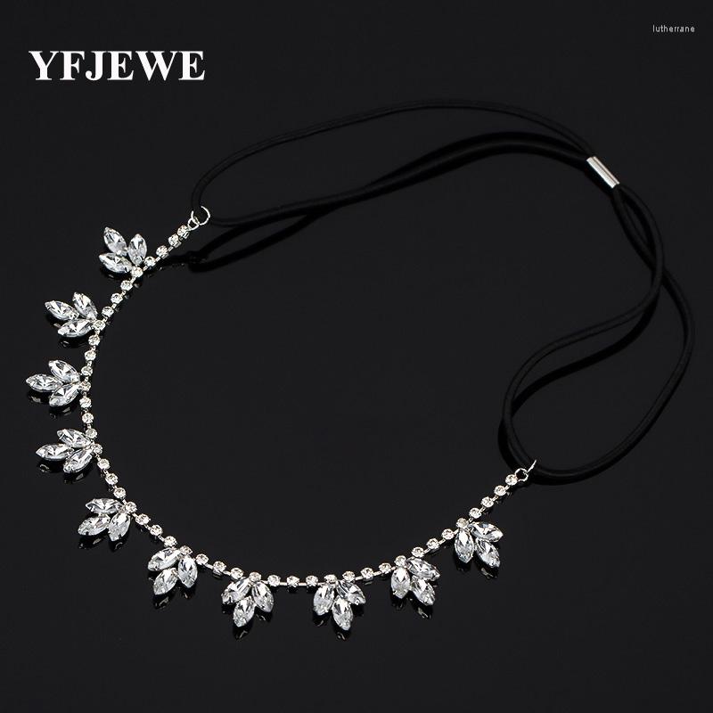 

Hair Clips YFJEWE Fashion Bride Accessory Full Rhinestone Transparent Acrylic Leaves Headband Women Birthday Party Gift H035