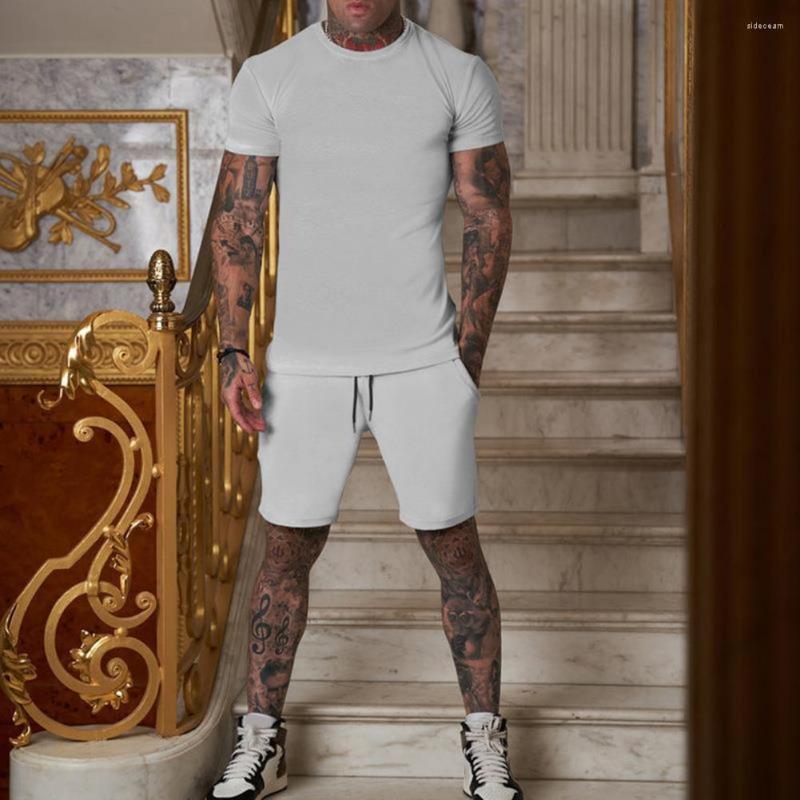 

Men's Tracksuits 2Pcs/Set Fashion Casual Outfit Tear Resistant Shirt Shorts Set Comfortable Nude Color Sweat Absorption, Black