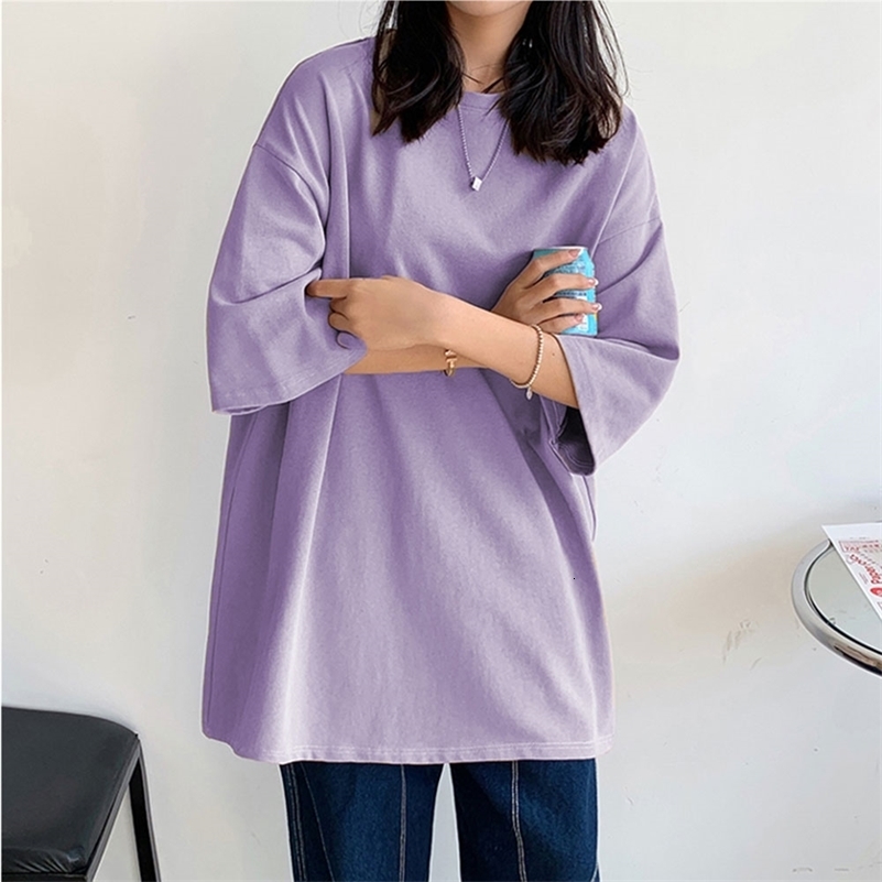 

Women's T-Shirt 100% Cotton Five Half Sleeve Women Summer T-shirt Loose Short-sleeved Casual Basic Shirt O Neck Solid Color Oversize Clothing 230413, Pink