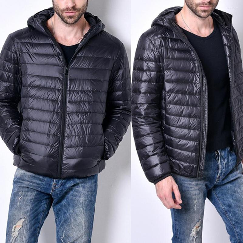 

Men's Down 2023 Jacket Men Ultralight Duck Hooded Warm Portable Package Autumn Winter Outwear, Black