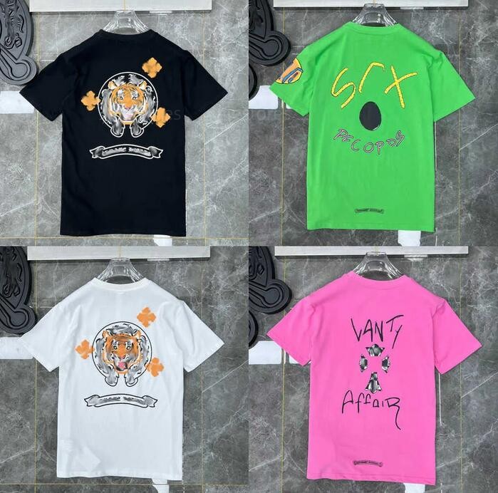 

Ch Fashion Heart Men's t Shirt Designer Classic Chromes Summer Brand Neck Short Sleeve Sanskrit Letter Pullover T-shirt Horseshoe Cross Pattern Tops Tees Uc8d, C11