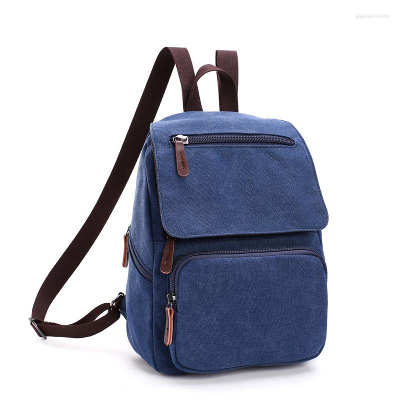 

Backpack Small Canvas Men Travel Back Pack Multifunctional Shoulder Bag For Women Laptop Rucksack School Bags Female Daypack, Deep blue