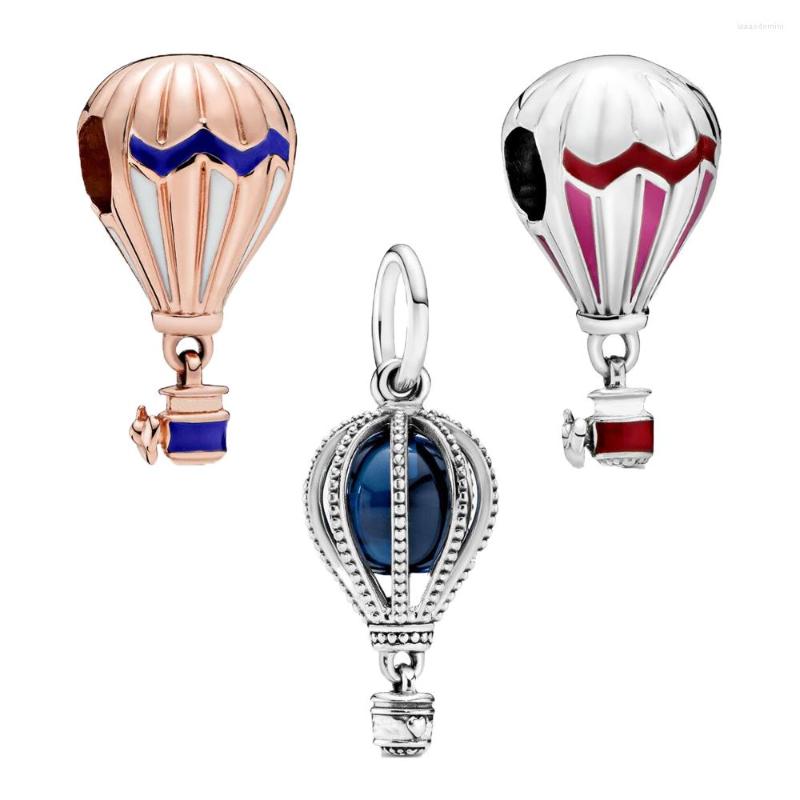

Loose Gemstones 925 Sterling Silver Beads Blue Rose Golden Red Air Balloon Charm Fit Original Bracelets Women DIY Fashion Jewelry