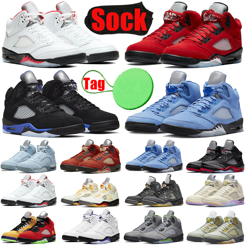 

UNC 5 5s mens basketball shoes Light Aqua Raging Bull Fire Red Concord Racer Blue Sail Metallic Bluebird Bred A Ma Maniere mens trainers sports sneakers fashion, #7 fire red