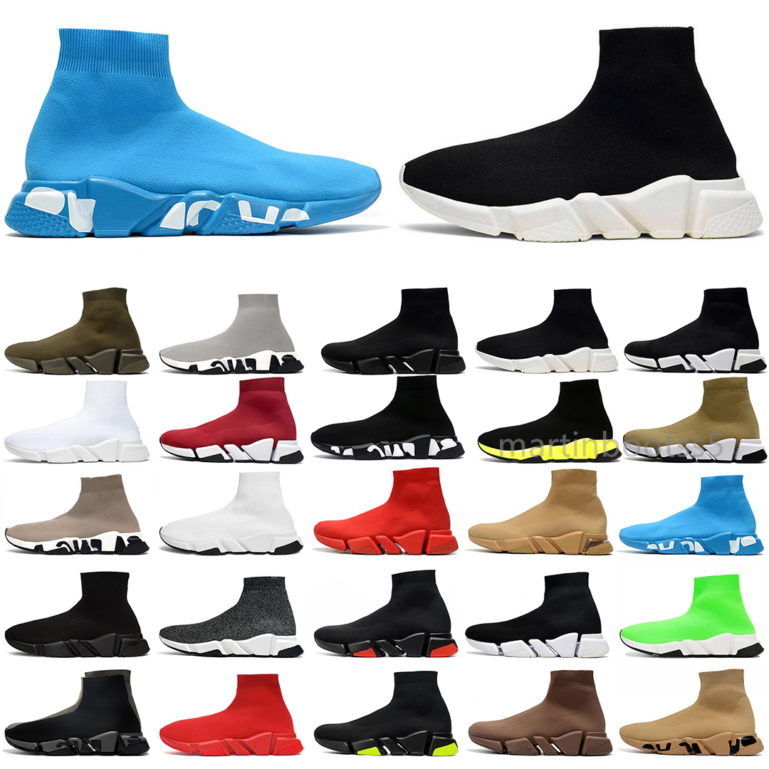 

2023 sock shoes men women boot Graffiti White Black Red Beige Clear Sole Lace-up Neon Yellow mens womens socks speed runner trainers flat platform sneakers casual 36-45, 11