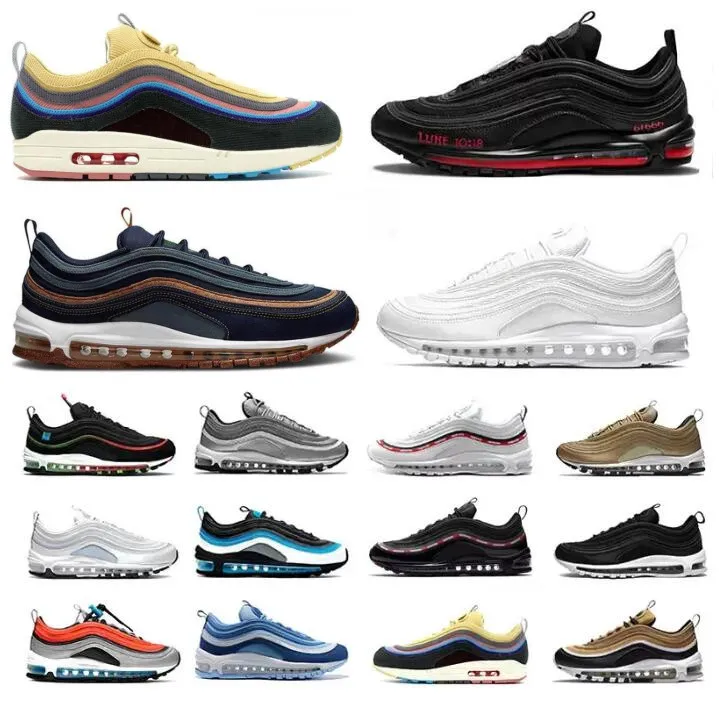 

OG mens womens running shoes max 97 air Triple White Black Silver Bullet airmaxs 97s The Future Persian Violet Red Leopard Bred Reflective Blue Laser men Sneakers, 14