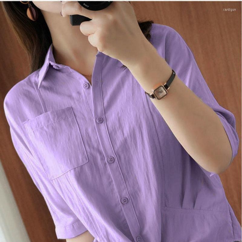 

Women's Blouses Fashion Lapel Spliced Pockets Bandage Shirt Women's Clothing 2023 Spring Loose Casual Tops All-match Office Lady Blouse, White