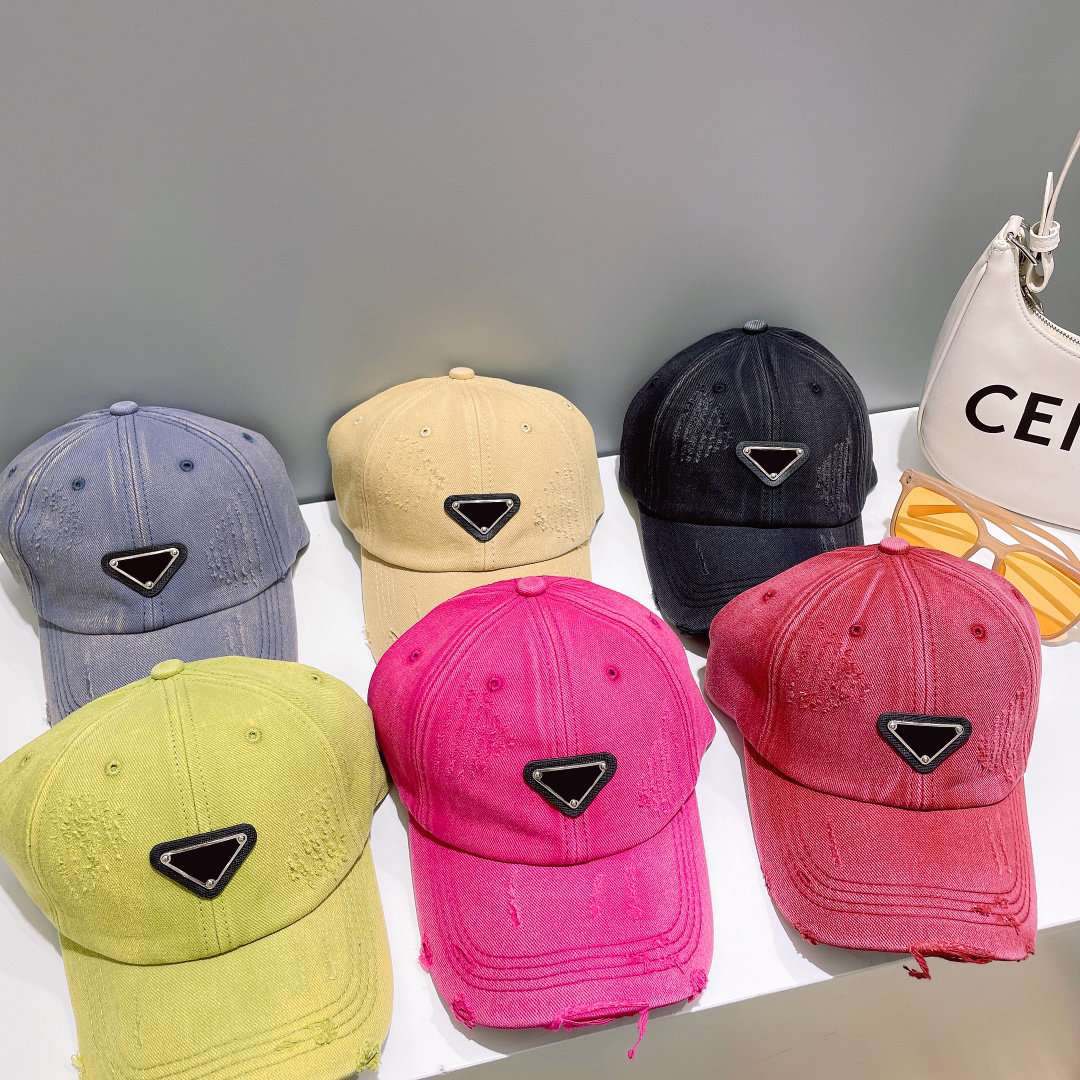 

Women's candy color designer ball cap couple holiday travel triangle letter printing 6 colors casquette, Red