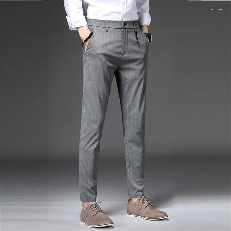 

Men's Suits Spring Autumn Mens Suit Pant Men Slim Fit Business Casual Korean Pants Male Striped Trousers Streetwear Clothing 2023, Black