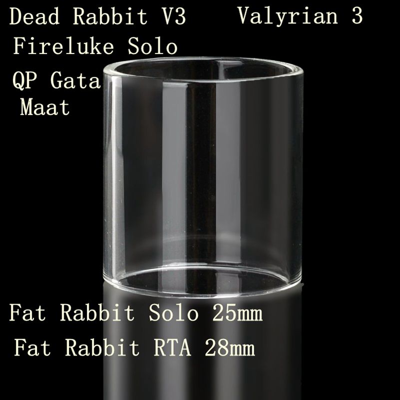 

Replacement Pyrex Flat Normal Glass Tube Fit For Hellvape Dead Rabbit V3 Voopoo Maat Fireluke Solo Gata Uwell Valyrian 3 Fat Rabbit Solo RTA 28mm