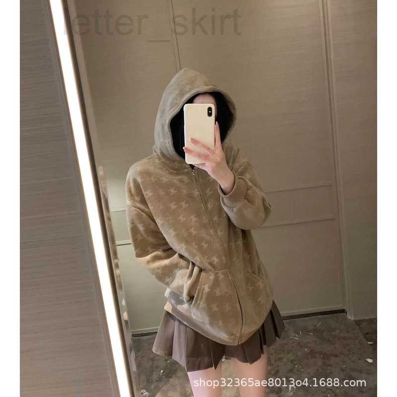 

Two Piece Dress designer 22 early autumn new style niche design full printed jacquard hooded casual cardigan loose and versatile 26PG, Black