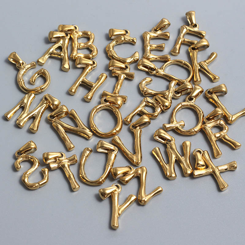 

Stainless Steel 26 alphabet Initial Letter Pendant gold silver Plated Non Tarnish Letter Charms For Jewelry Making
