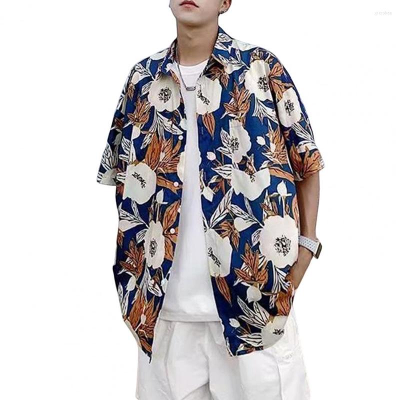 

Men's Casual Shirts Men Shirt Thin Hawaiian Breathable Print Summer Male, Khaki