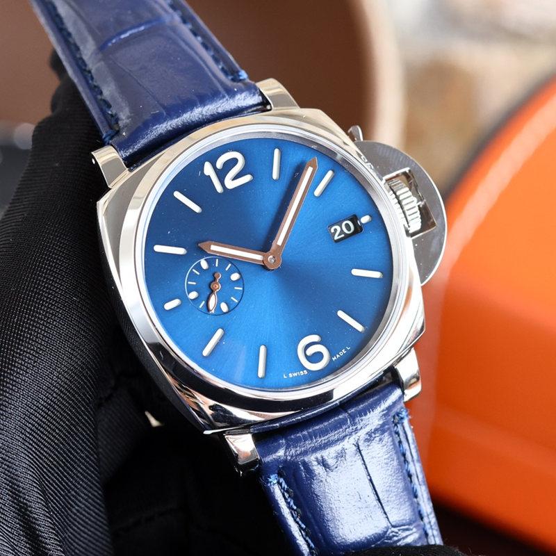 

PAM 1273 unisex Automatic watches 42mm dial blue color Mechanical leather belt 316L fine steel case luminous watch High quality