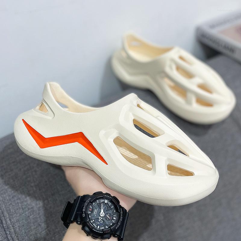 

Sandals Summer Men Slippers 2023 Street Casual Shoes Flip Flops Man Beach Outdoor Breathable Soft EVA Slipper For Male, Beige