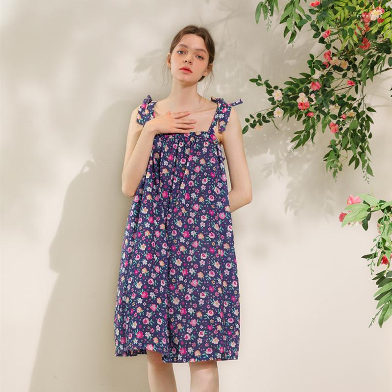 

Women' Sleepwear Nightgown Sleeveless Summer Dress Elegant Woman Lady Leisure Wear Combed Cotton Fabric, Picture shown