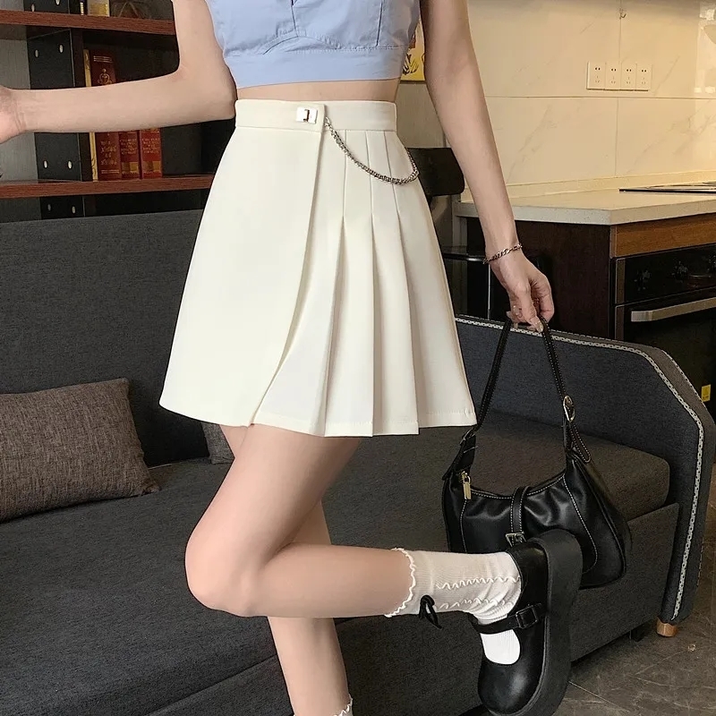 

Skirts Fashion Harajuku Pleated Mini Skirt Women Summer High Waist Elegant A-Line YK2 Skirts Casual Korean Solid White Mini Skirt 230413