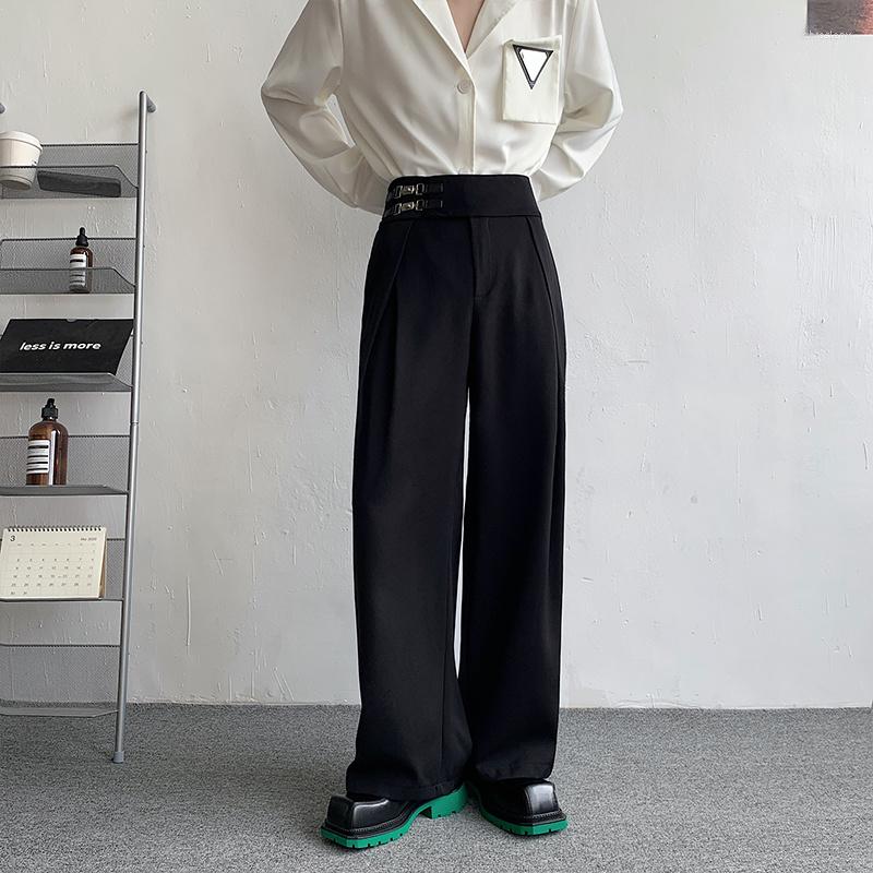 

Men's Suits Straight Fashion Pants Wide Men Formal Social Korean -XL Dress Leg Loose Trousers Oversize Black Suit Mens