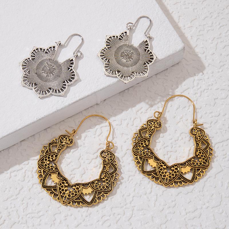 

Dangle Earrings Vintage Gold Silver Color Mandala Flower Drop Earring Set Women'sTribal Boho Geometry Pendant 23426