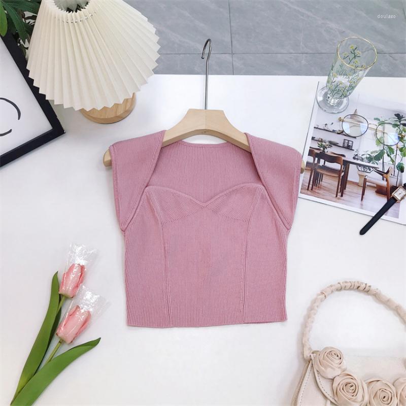 

Work Dresses Summer Sets 2 Pieces Set Suits Sleeveless Top Elastic Waist Slim Split Long Skirt Suit For Women Knitted Outfits Korean, Khaki